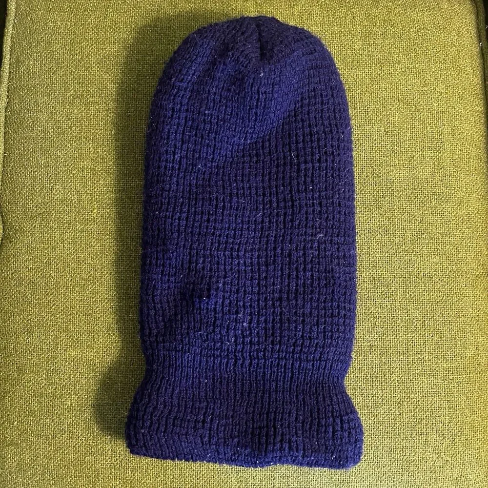 Vintage 70s 80s Extra Thick Ski Mask One Hole Balaclava Winter Knit Hat Ski Cap